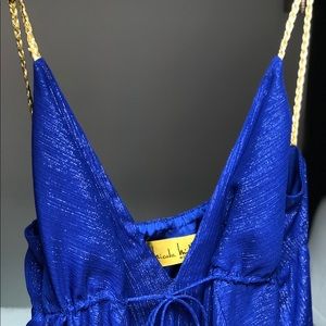 Nicole Miller Royal Blue and gold Goddess Maxi